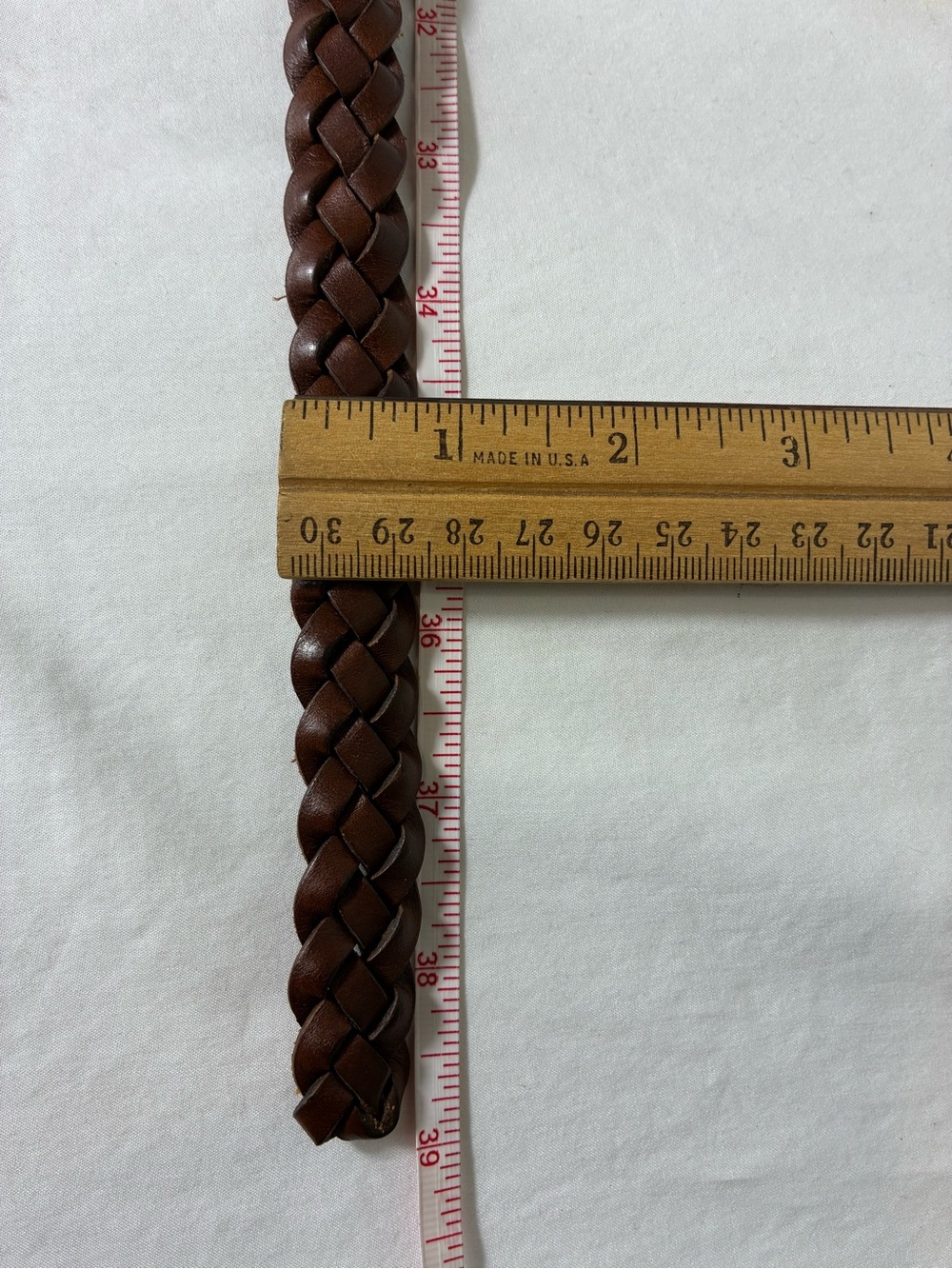Womens belt Braided Brown Leather with Brass Buckle thin minimalist - Picture 7 of 7